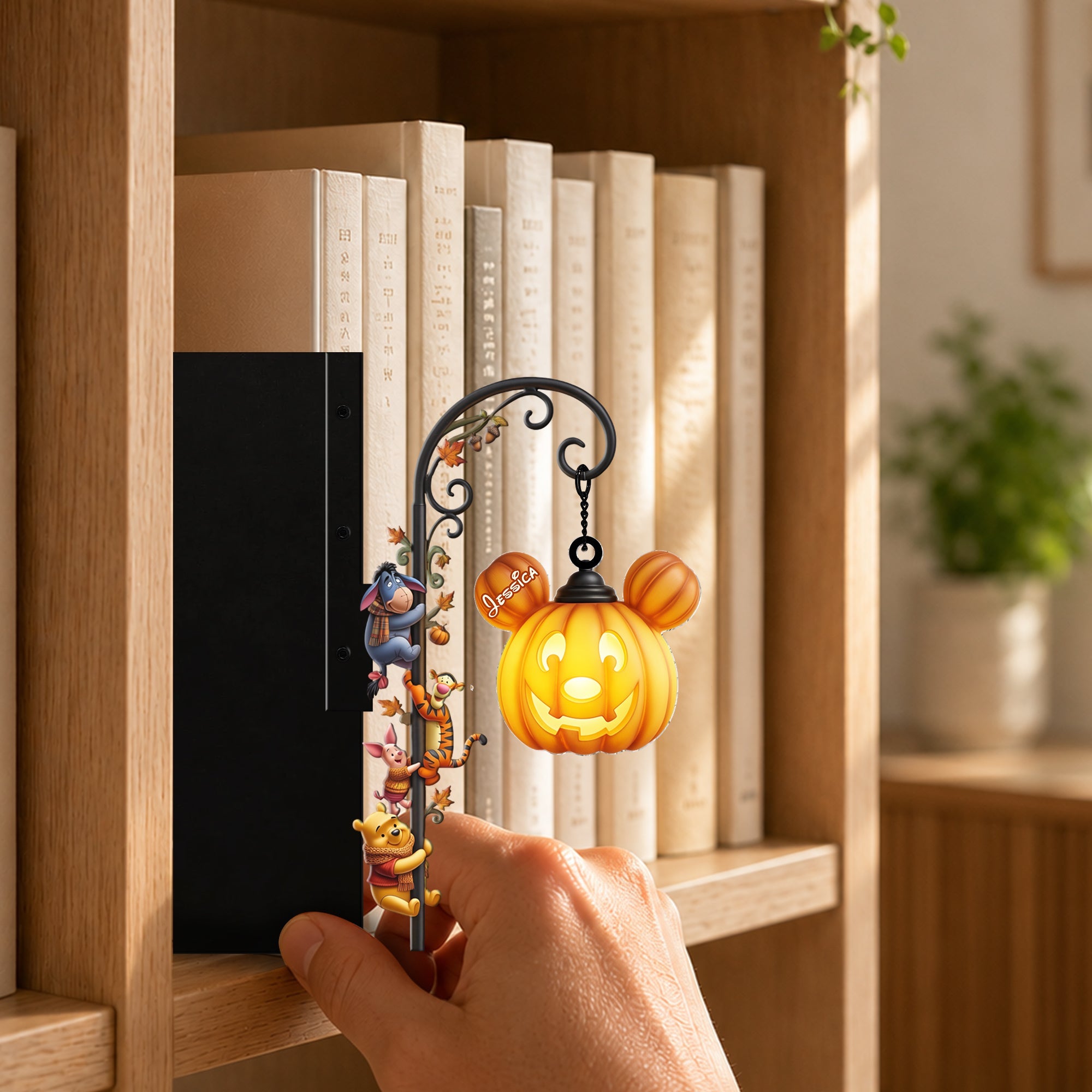 Personalized 3D Bookshelf Lamp Custom Name Yellow Bear Decor Bookshelf Lamp GradoCreations