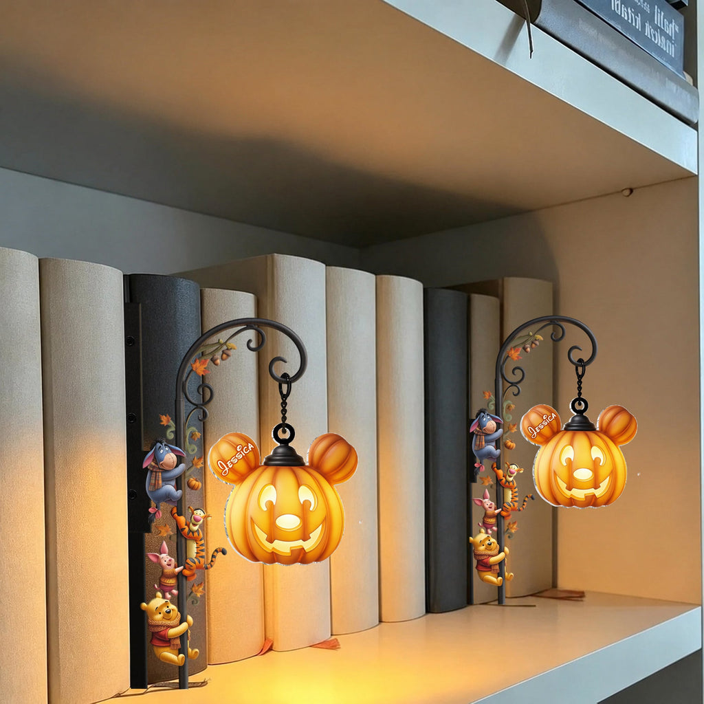 Personalized 3D Bookshelf Lamp Custom Name Yellow Bear Decor Bookshelf Lamp GradoCreations