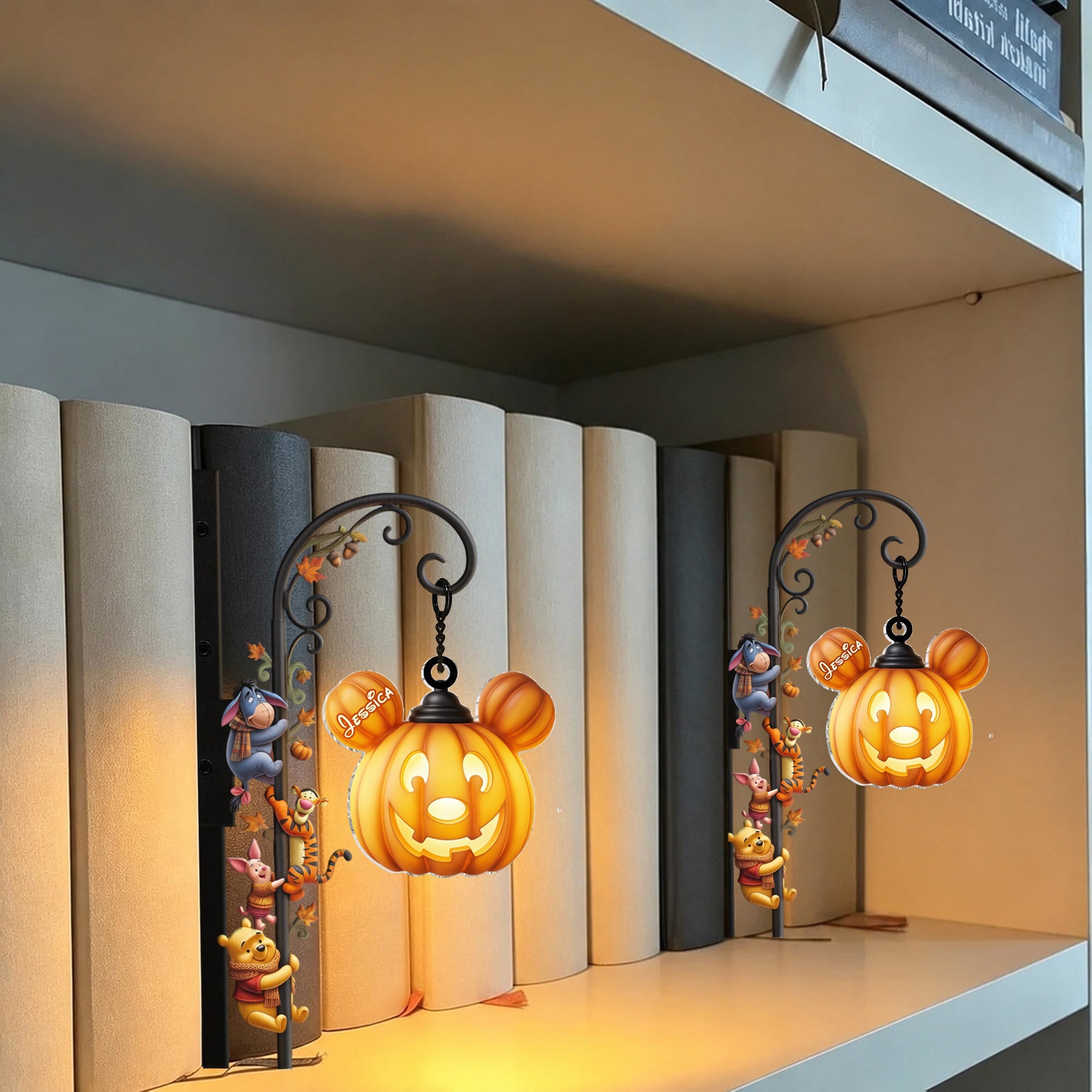 Personalized 3D Bookshelf Lamp Custom Name Yellow Bear Decor Bookshelf Lamp GradoCreations