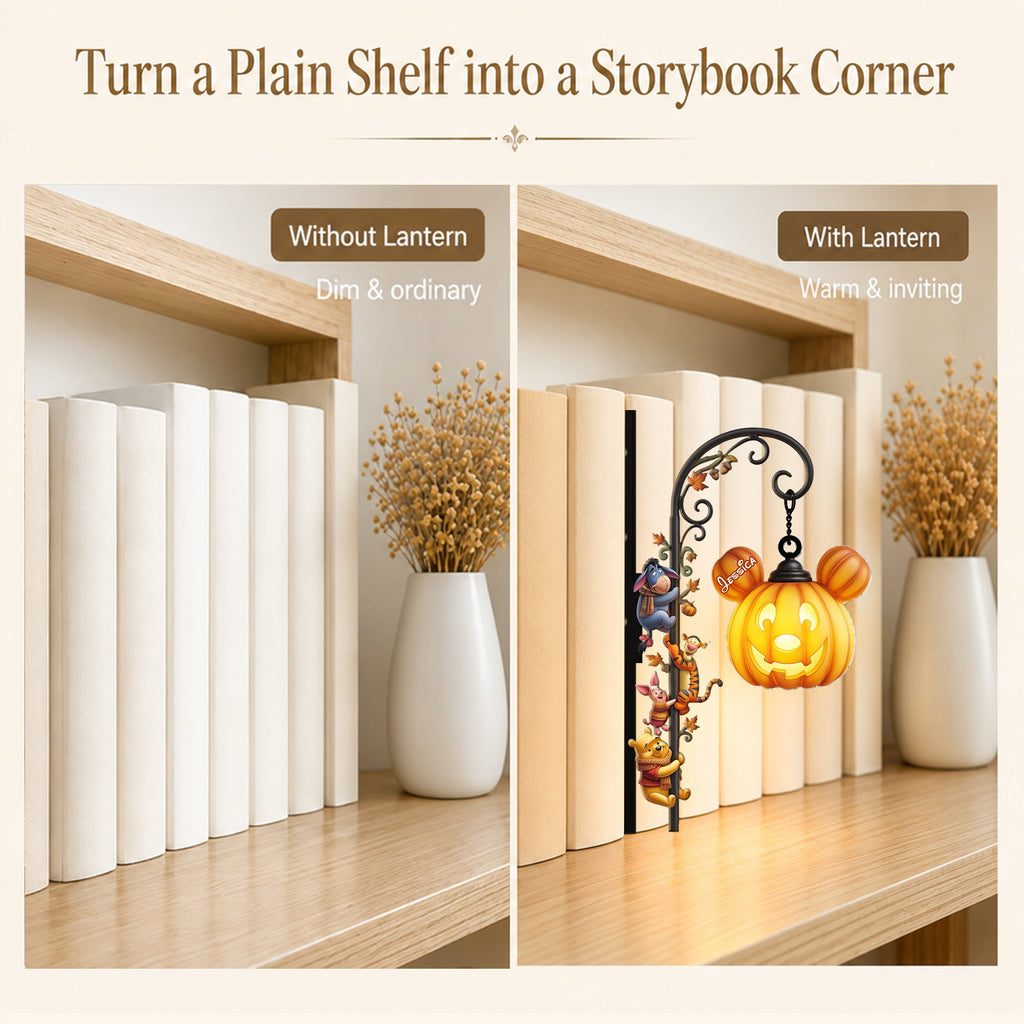 Personalized 3D Bookshelf Lamp Custom Name Yellow Bear Decor Bookshelf Lamp GradoCreations