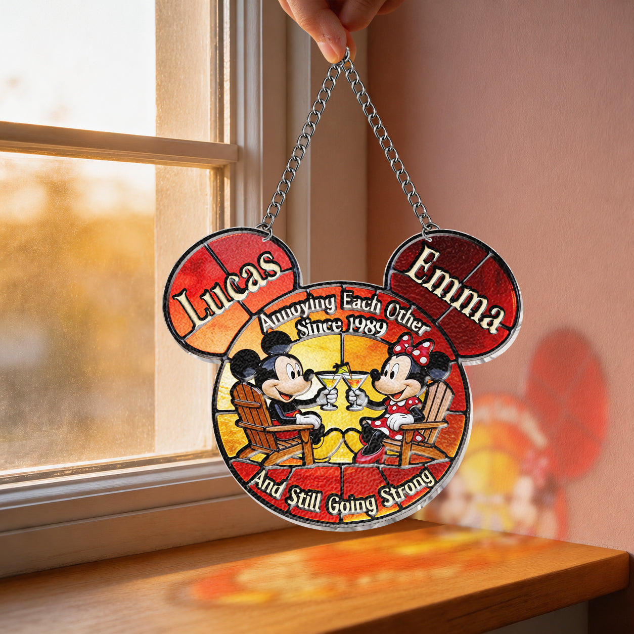 Personalized 3D Printed Glass Suncatcher Unique Couple Gift 3D Printed Glass Suncatcher GradoCreations