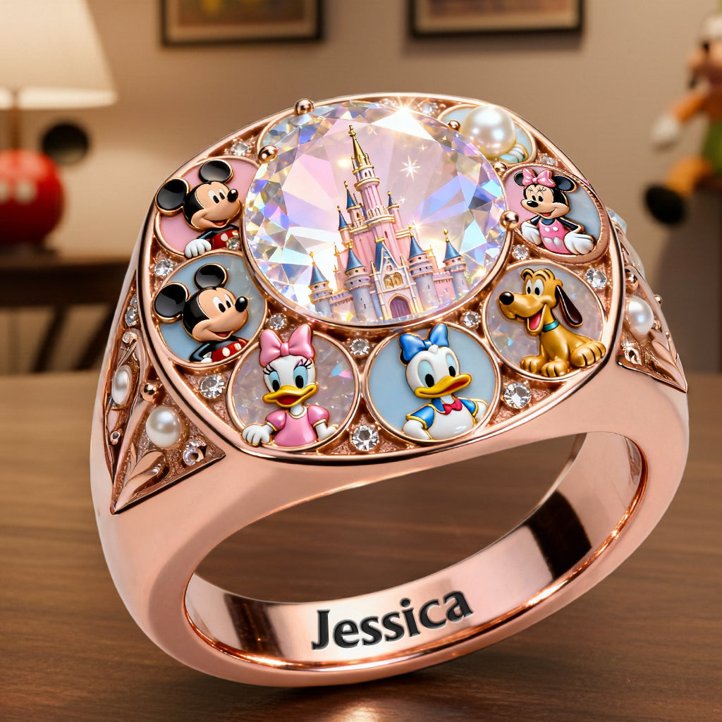 Personalized Disney Character Signet Ring Custom Name Gift Signet Ring GradoCreations