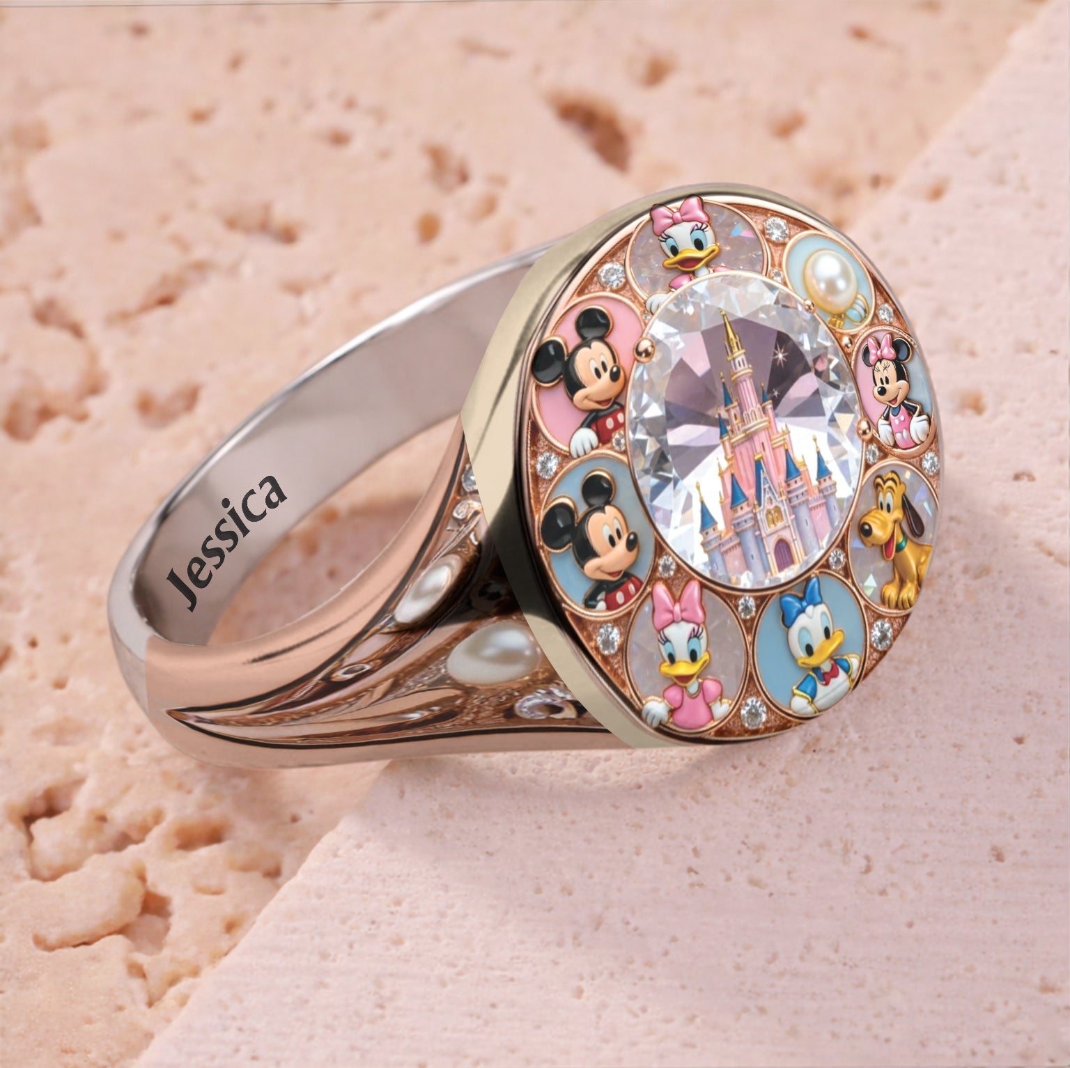 Personalized Disney Character Signet Ring Custom Name Gift Signet Ring GradoCreations