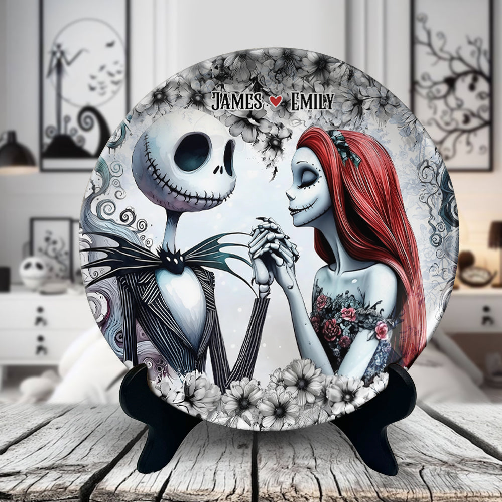 Personalized Ceramic Round Plate with Stand for Couples Gift Ceramic Round Plate GradoCreations