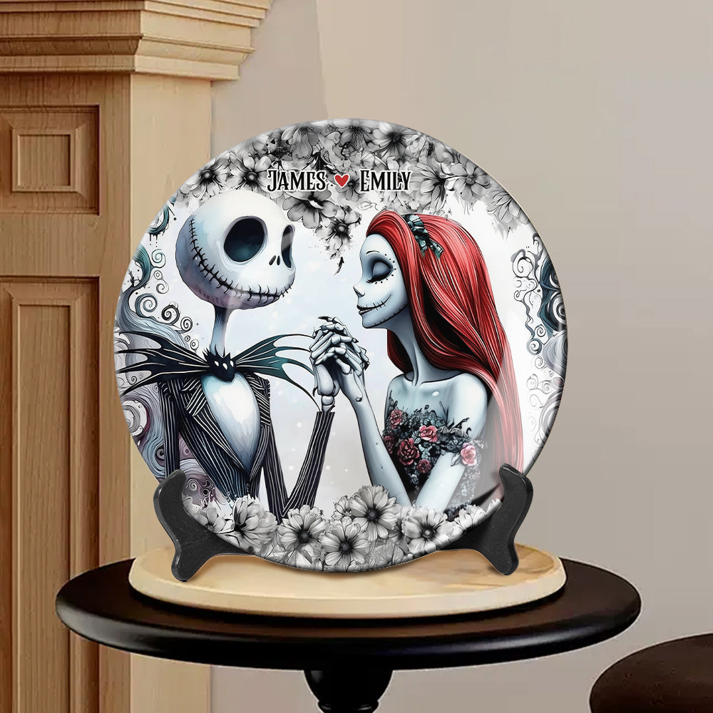 Personalized Ceramic Round Plate with Stand for Couples Gift Ceramic Round Plate GradoCreations