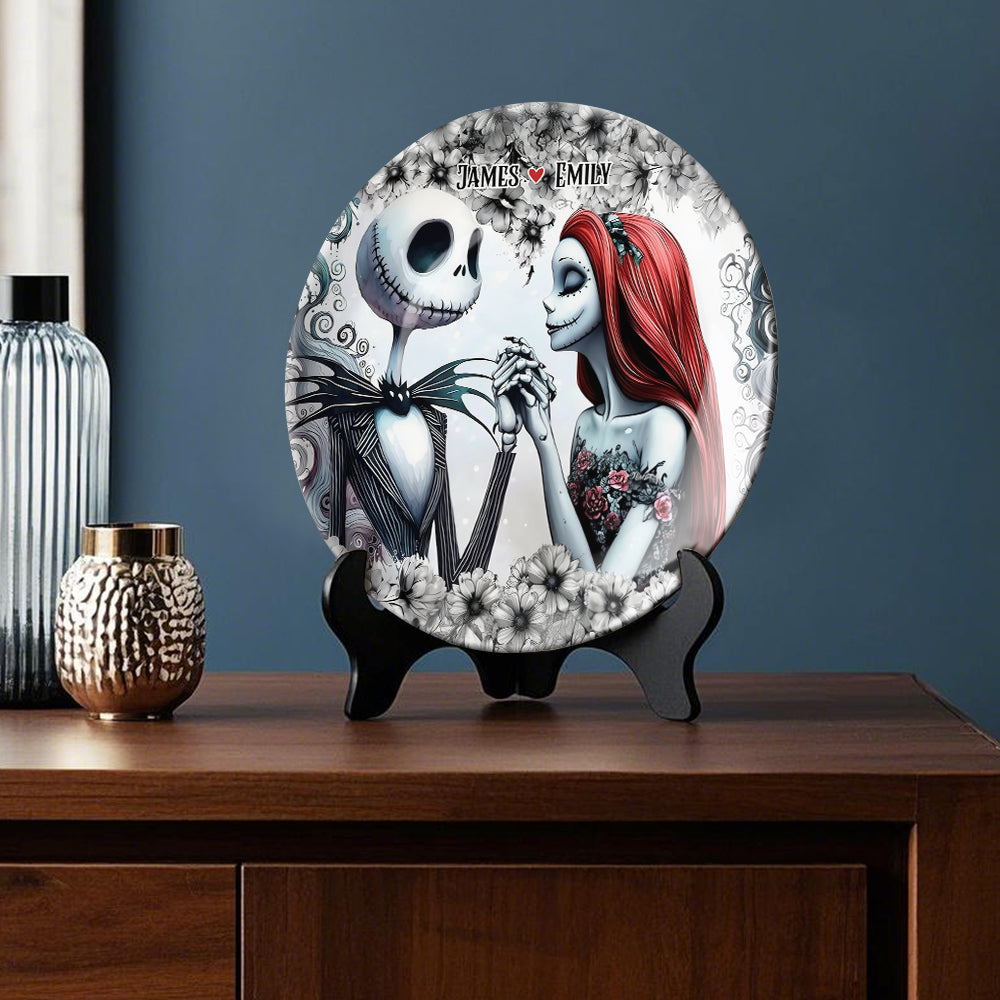 Personalized Ceramic Round Plate with Stand for Couples Gift Ceramic Round Plate GradoCreations
