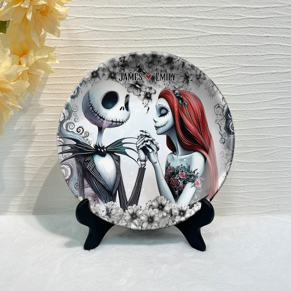 Personalized Ceramic Round Plate with Stand for Couples Gift Ceramic Round Plate GradoCreations