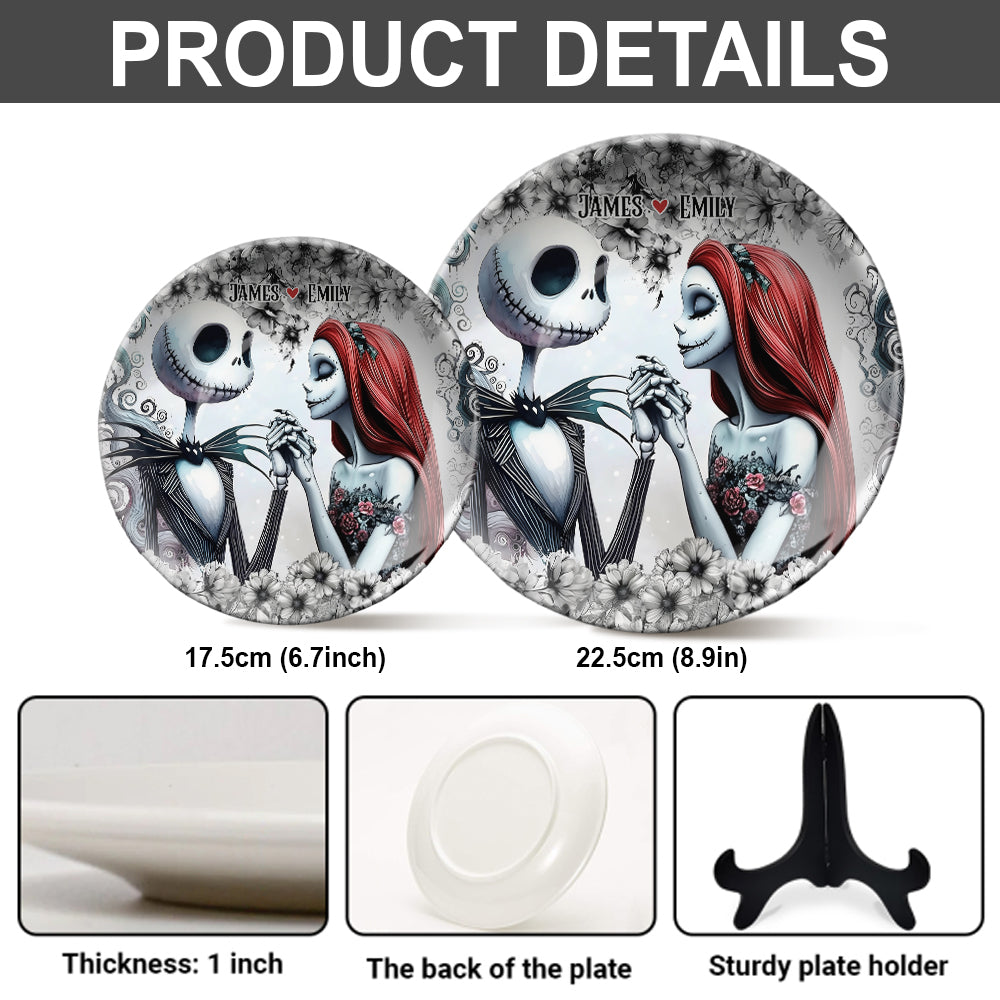 Personalized Ceramic Round Plate with Stand for Couples Gift Ceramic Round Plate GradoCreations