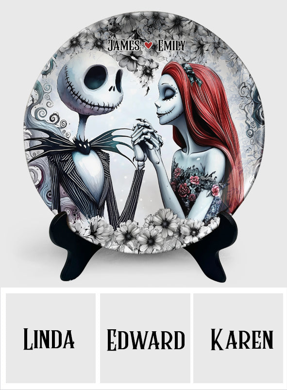 Personalized Ceramic Round Plate with Stand for Couples Gift Ceramic Round Plate GradoCreations