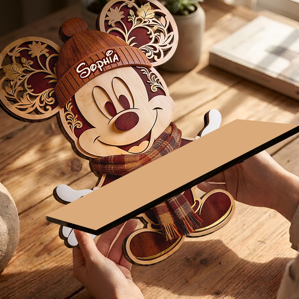 Personalized Mickey Mouse Wooden Floating Shelf for Family Gift Wooden Floating Shelf GradoCreations