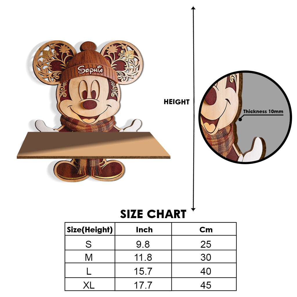 Personalized Mickey Mouse Wooden Floating Shelf for Family Gift Wooden Floating Shelf GradoCreations