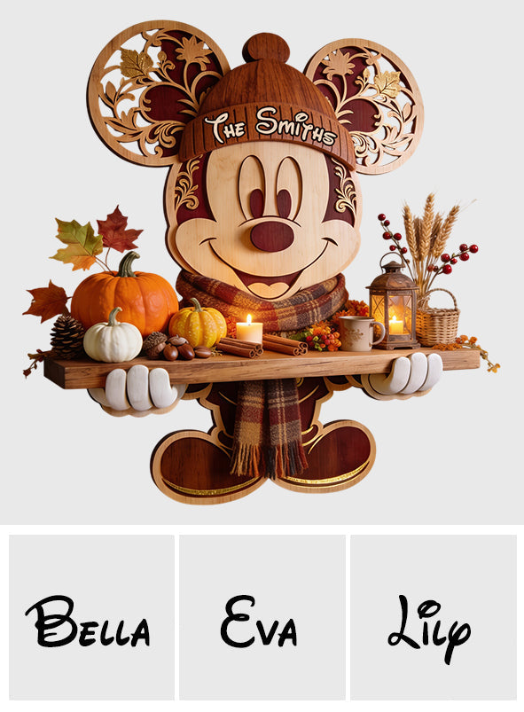 Personalized Mickey Mouse Wooden Floating Shelf for Family Gift Wooden Floating Shelf GradoCreations