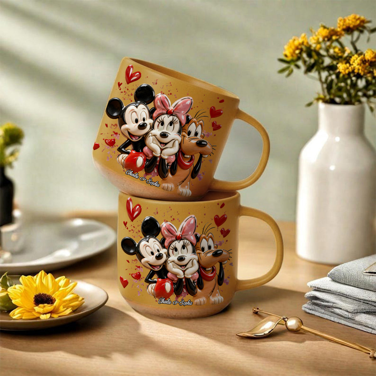 Personalized Printed Pottery Mug Custom Name Couples Gift Printed Pottery Mug GradoCreations