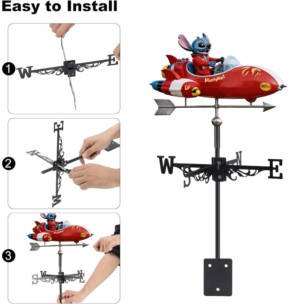 Personalized Alien Spaceship Weather Vane Custom Gift for Kids Weather Vane GradoCreations