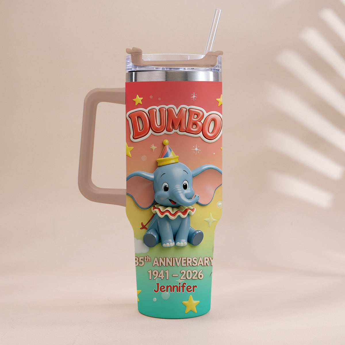 Personalized Baby Elephant Tumbler with Handle for 85th Anniversary Gift Tumbler With Handle GradoCreations
