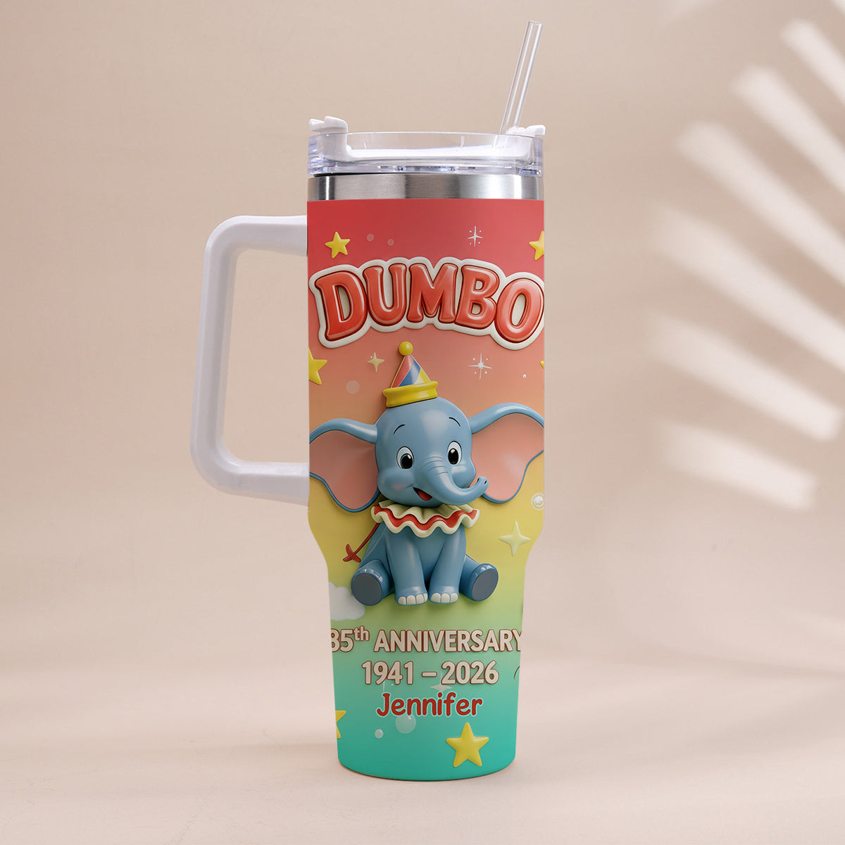 Personalized Baby Elephant Tumbler with Handle for 85th Anniversary Gift Tumbler With Handle GradoCreations