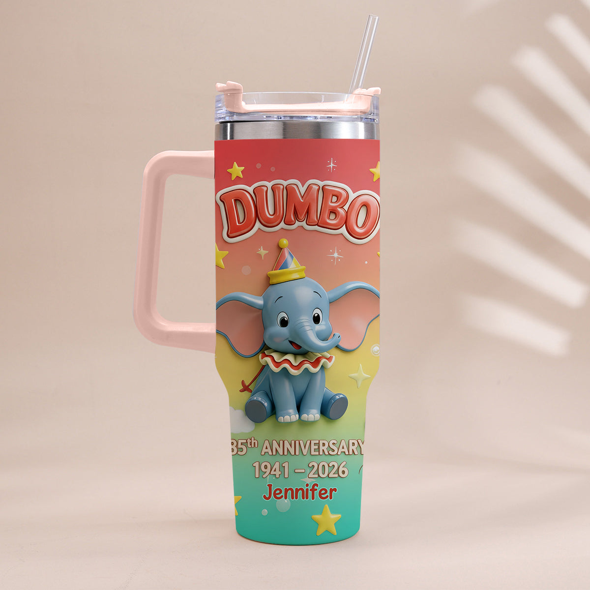 Personalized Baby Elephant Tumbler with Handle for 85th Anniversary Gift Tumbler With Handle GradoCreations