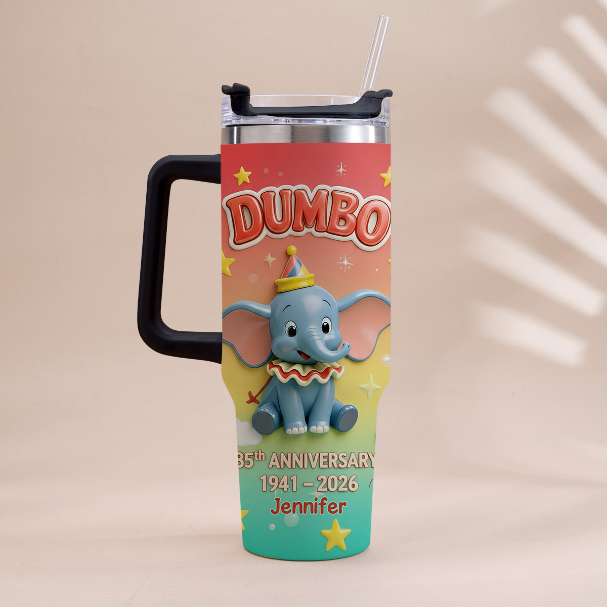 Personalized Baby Elephant Tumbler with Handle for 85th Anniversary Gift Tumbler With Handle GradoCreations