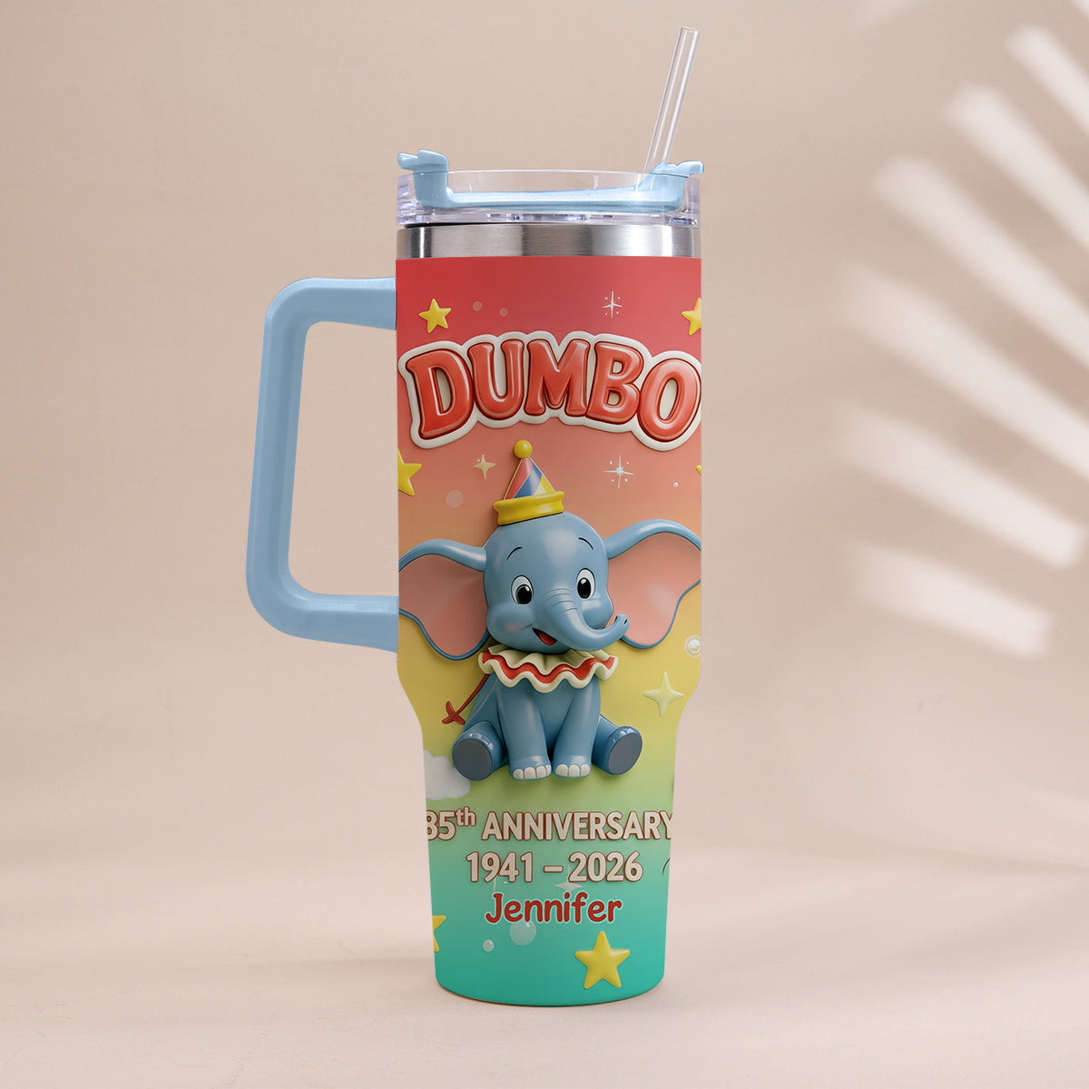 Personalized Baby Elephant Tumbler with Handle for 85th Anniversary Gift Tumbler With Handle GradoCreations