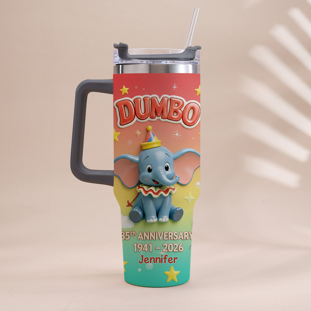 Personalized Baby Elephant Tumbler with Handle for 85th Anniversary Gift Tumbler With Handle GradoCreations