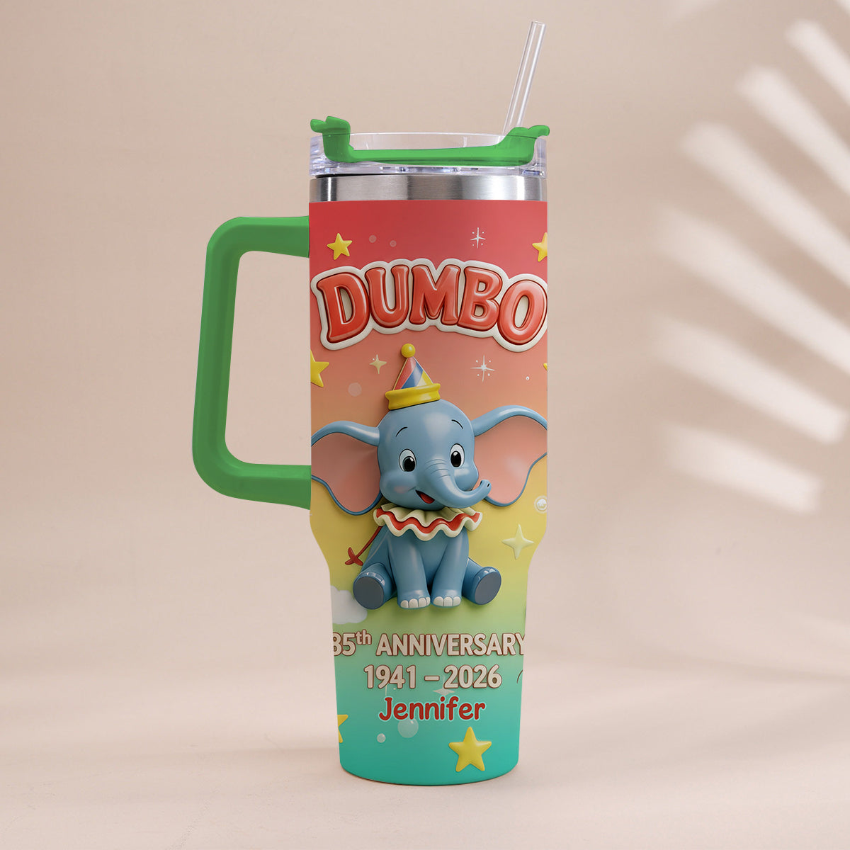 Personalized Baby Elephant Tumbler with Handle for 85th Anniversary Gift Tumbler With Handle GradoCreations