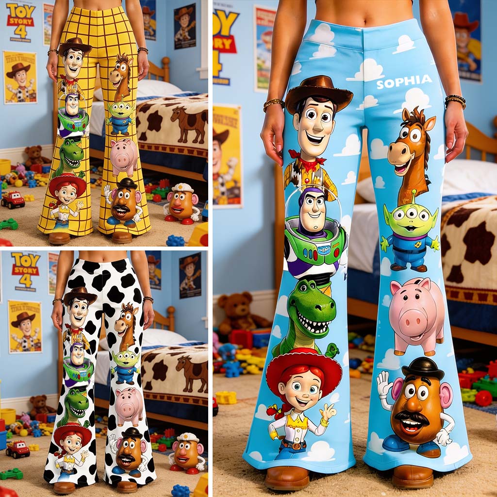 Personalized Toy Story Flare Leggings for Kids Custom Name Gift Flare Leggings GradoCreations