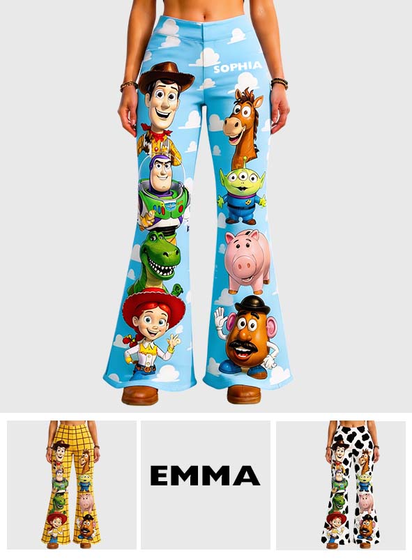 Personalized Toy Story Flare Leggings for Kids Custom Name Gift Flare Leggings GradoCreations