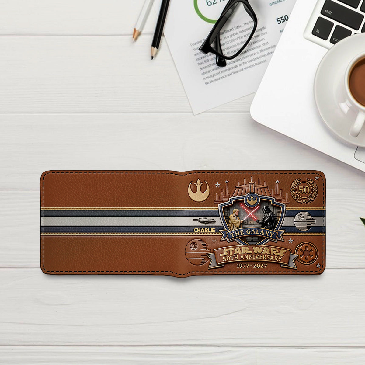 Personalized 50th Anniversary Leather Wallet Gift for Him Leather Wallet 2 GradoCreations