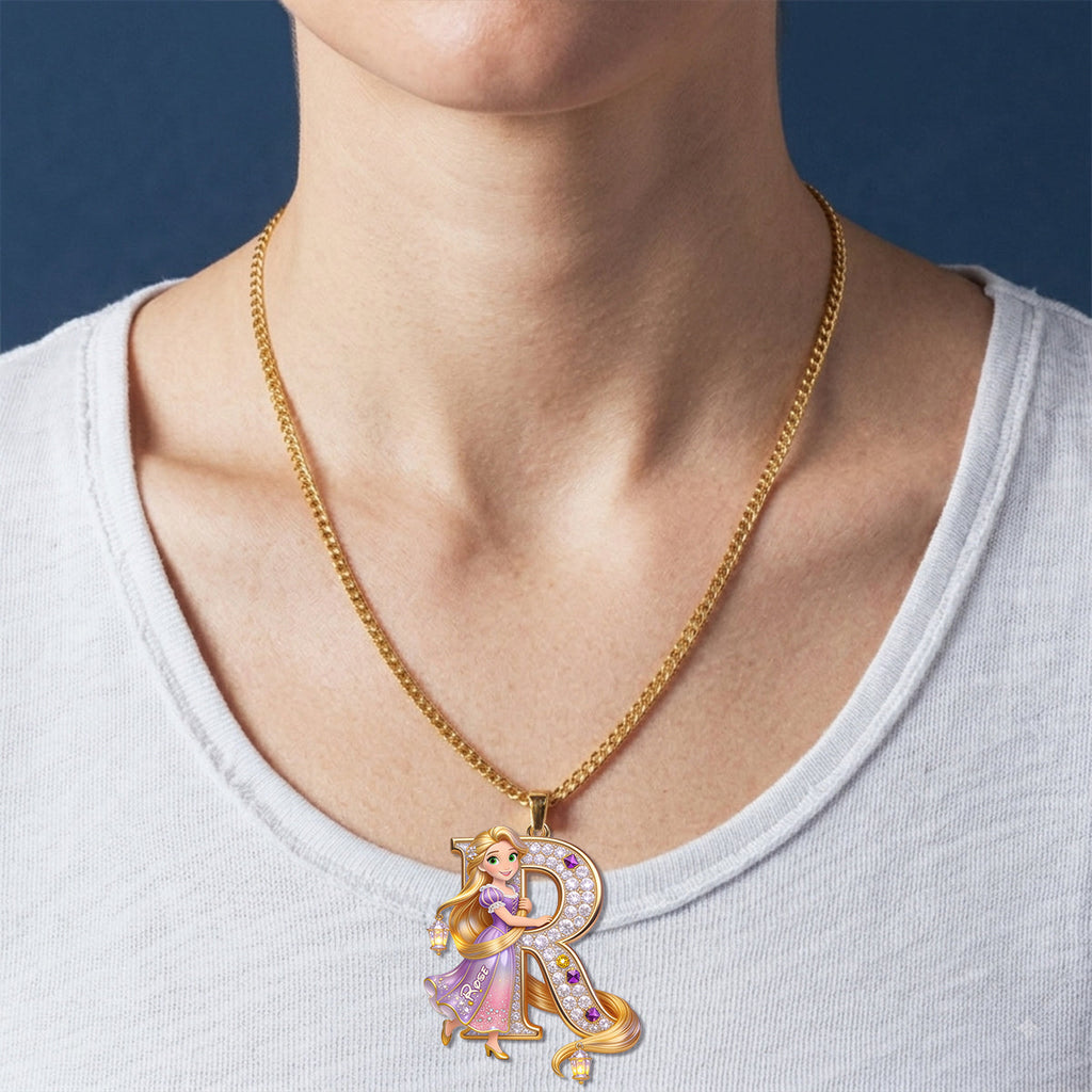 Personalized Princess Shaped Metal Pendant Necklace Custom Name Gift Shaped Metal Pendant Necklace GradoCreations