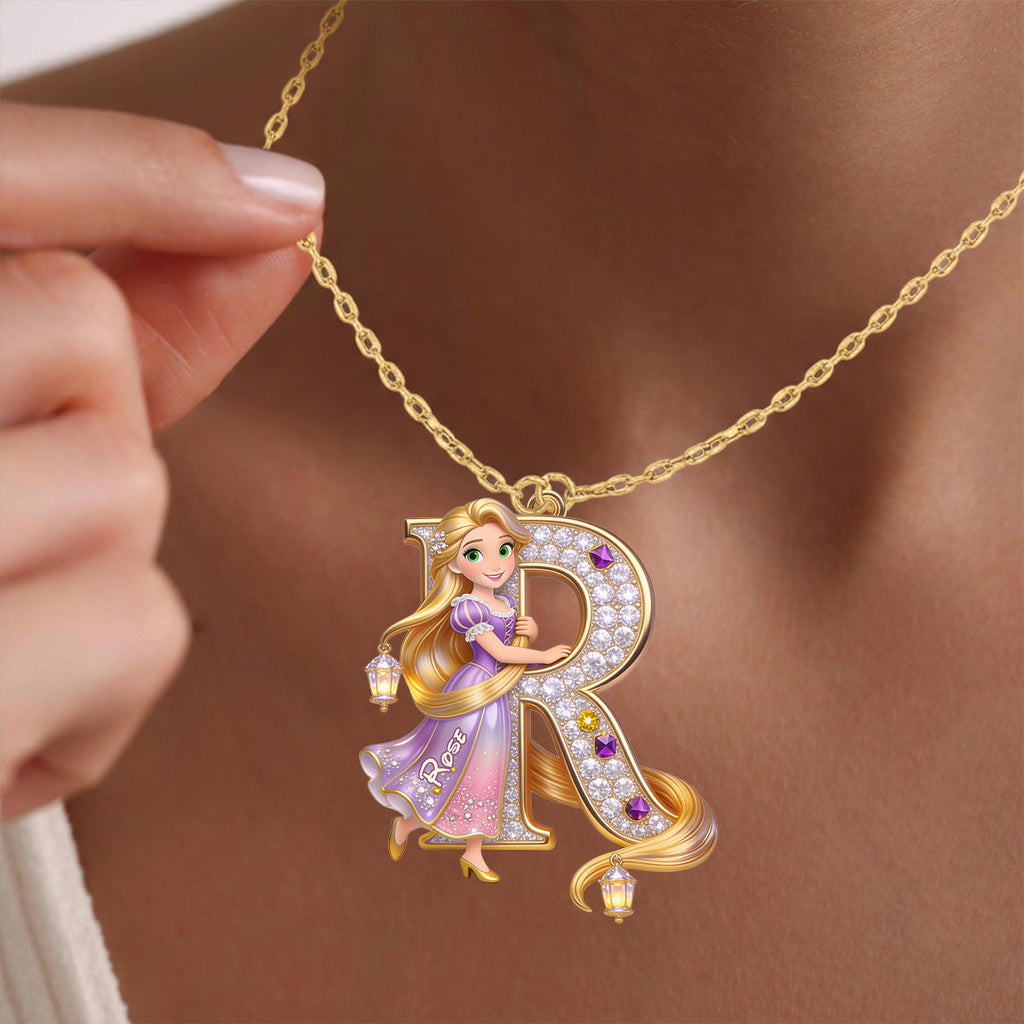 Personalized Princess Shaped Metal Pendant Necklace Custom Name Gift Shaped Metal Pendant Necklace GradoCreations