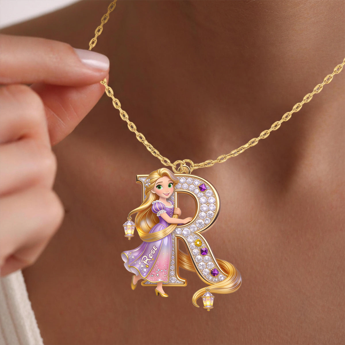 Personalized Princess Shaped Metal Pendant Necklace Custom Name Gift Shaped Metal Pendant Necklace GradoCreations