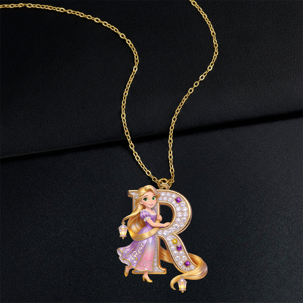Personalized Princess Shaped Metal Pendant Necklace Custom Name Gift Shaped Metal Pendant Necklace GradoCreations