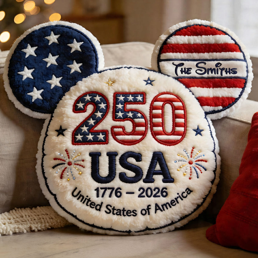 Personalized 250th Anniversary Mouse Ears Faux Fur Pillow Gift for Family Premium Faux Fur Pillow GradoCreations