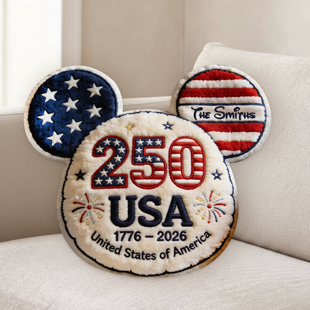 Personalized 250th Anniversary Mouse Ears Faux Fur Pillow Gift for Family Premium Faux Fur Pillow GradoCreations