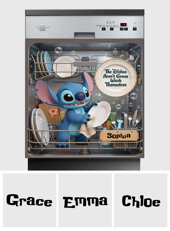 Funny Blue Alien Dishwasher Cover Custom Name Gift for Kids Dishwasher Cover GradoCreations