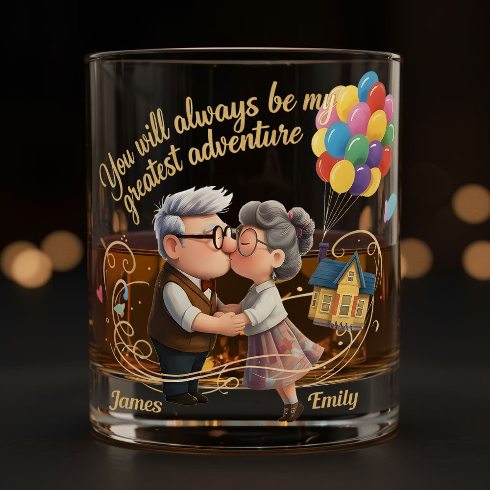 Personalized Couple Whiskey Glass Unique Adventure Gift for Him/Her Whiskey Glass GradoCreations