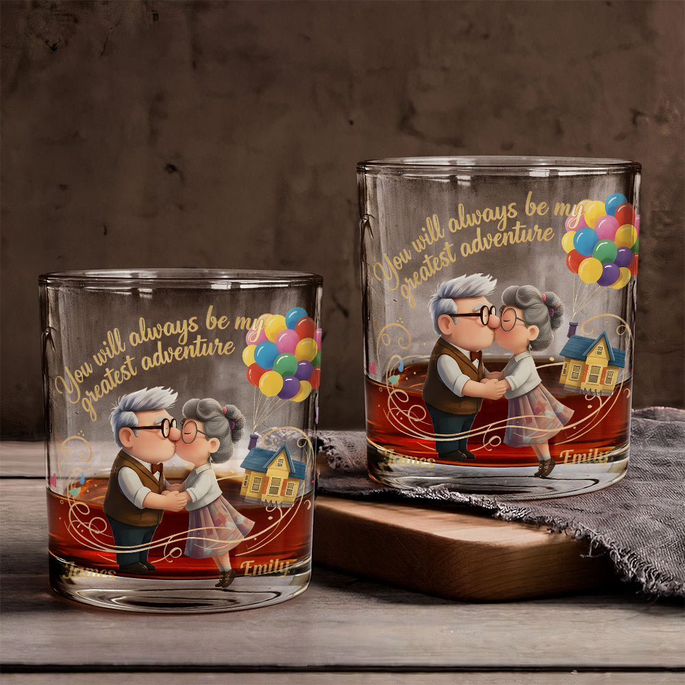Personalized Couple Whiskey Glass Unique Adventure Gift for Him/Her Whiskey Glass GradoCreations
