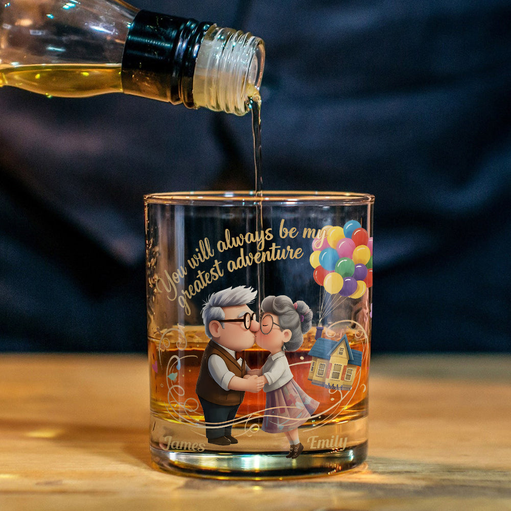 Personalized Couple Whiskey Glass Unique Adventure Gift for Him/Her Whiskey Glass GradoCreations