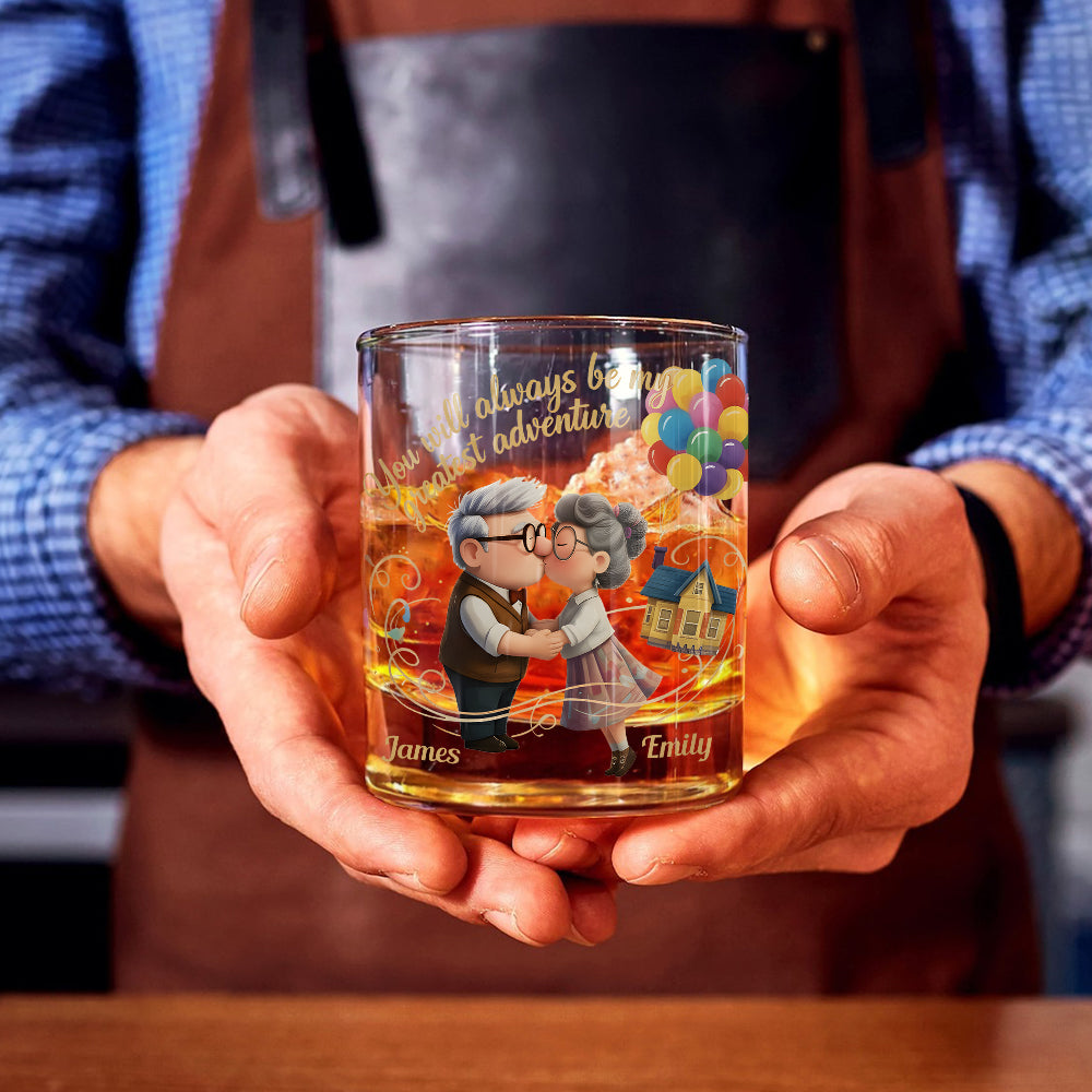 Personalized Couple Whiskey Glass Unique Adventure Gift for Him/Her Whiskey Glass GradoCreations