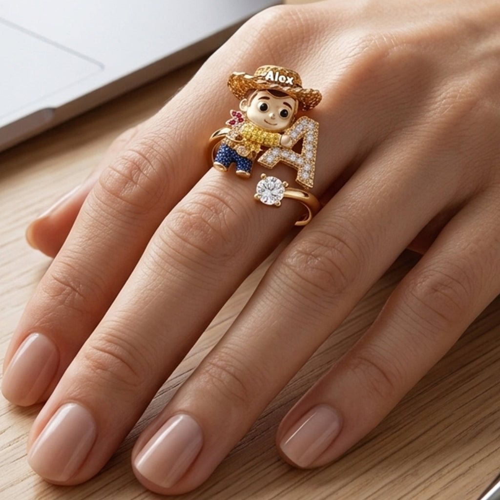 Personalized Kids Movie Theme Adjustable Ring Custom Name Gift Adjustable Shaped Ring GradoCreations