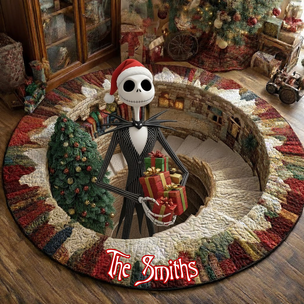 Personalized Nightmare Before Christmas Round Rug Custom Name Gift Round Rug GradoCreations