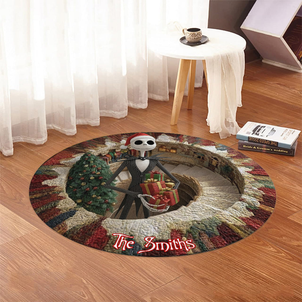 Personalized Nightmare Before Christmas Round Rug Custom Name Gift Round Rug GradoCreations