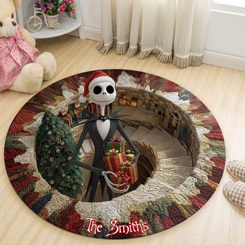Personalized Nightmare Before Christmas Round Rug Custom Name Gift Round Rug GradoCreations