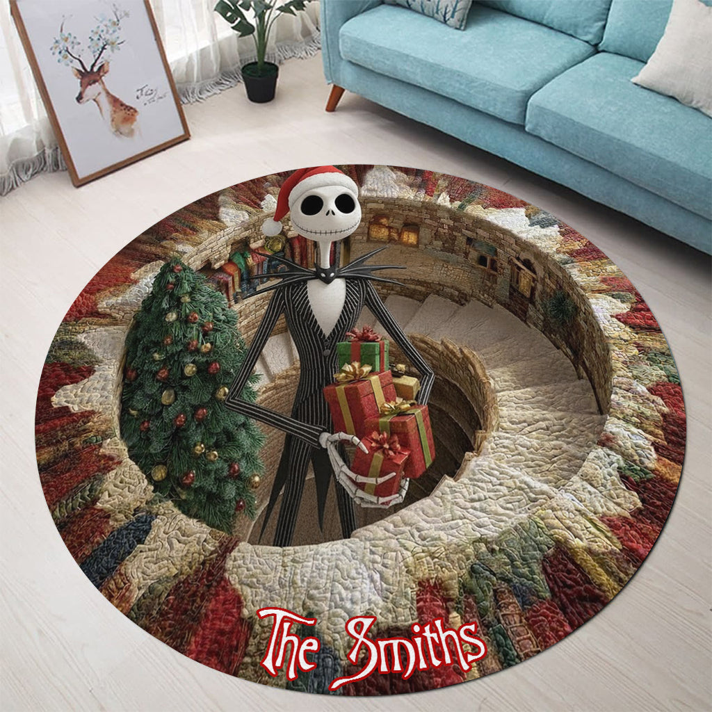 Personalized Nightmare Before Christmas Round Rug Custom Name Gift Round Rug GradoCreations
