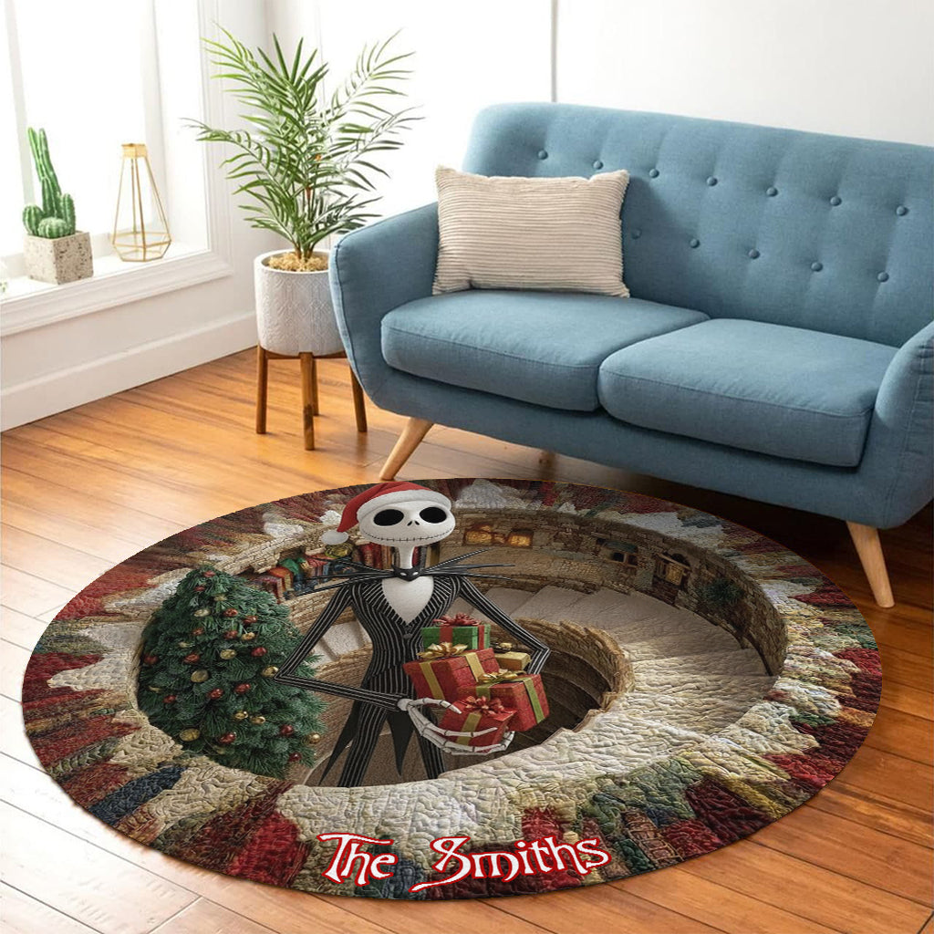 Personalized Nightmare Before Christmas Round Rug Custom Name Gift Round Rug GradoCreations