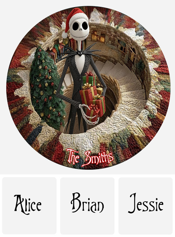 Personalized Nightmare Before Christmas Round Rug Custom Name Gift Round Rug GradoCreations
