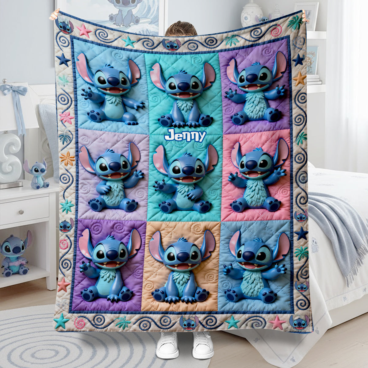 Personalized Ohana Blanket with Custom Name & Stitch Design Blanket GradoCreations