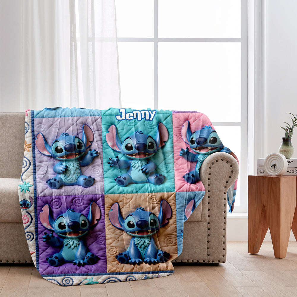 Personalized Ohana Blanket with Custom Name & Stitch Design Blanket GradoCreations