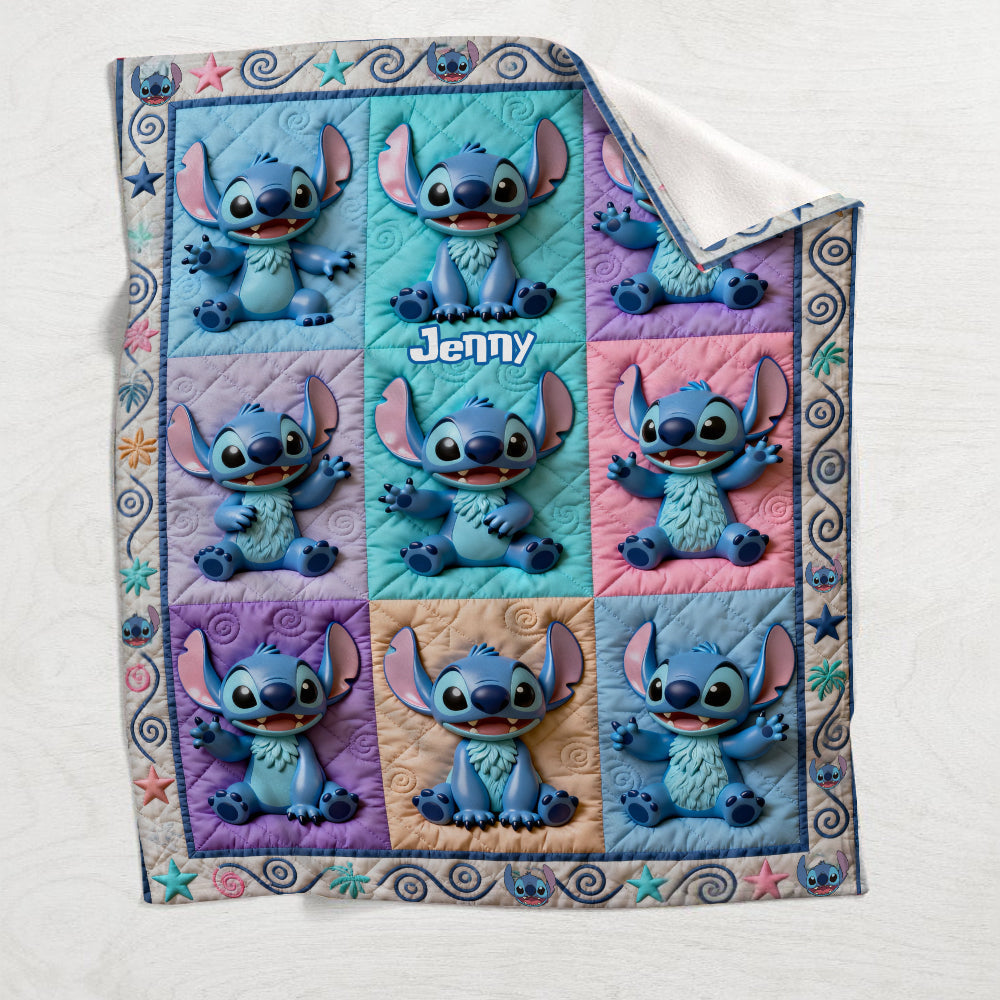 Personalized Ohana Blanket with Custom Name & Stitch Design Blanket GradoCreations