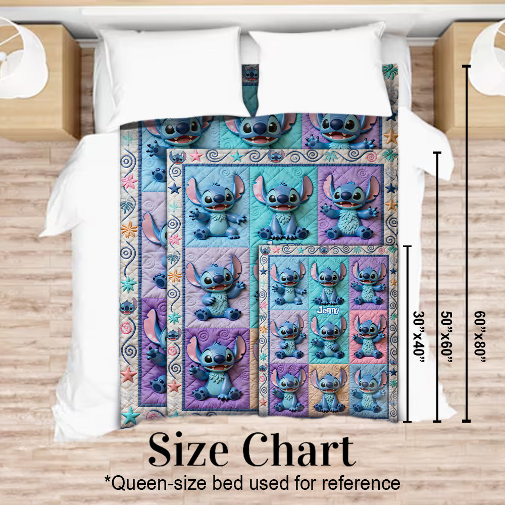 Personalized Ohana Blanket with Custom Name & Stitch Design Blanket GradoCreations